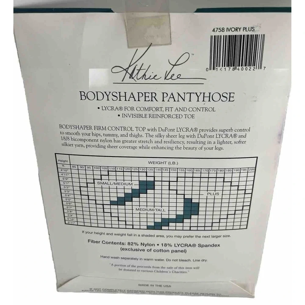 Kathie Lee BodyShaper Pantyhose Ivory Plus Firm Control Top Sandalfoot